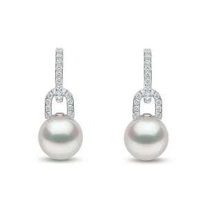 Yoko London Jazz 18K Gold Pearl and Diamond Link Earrings