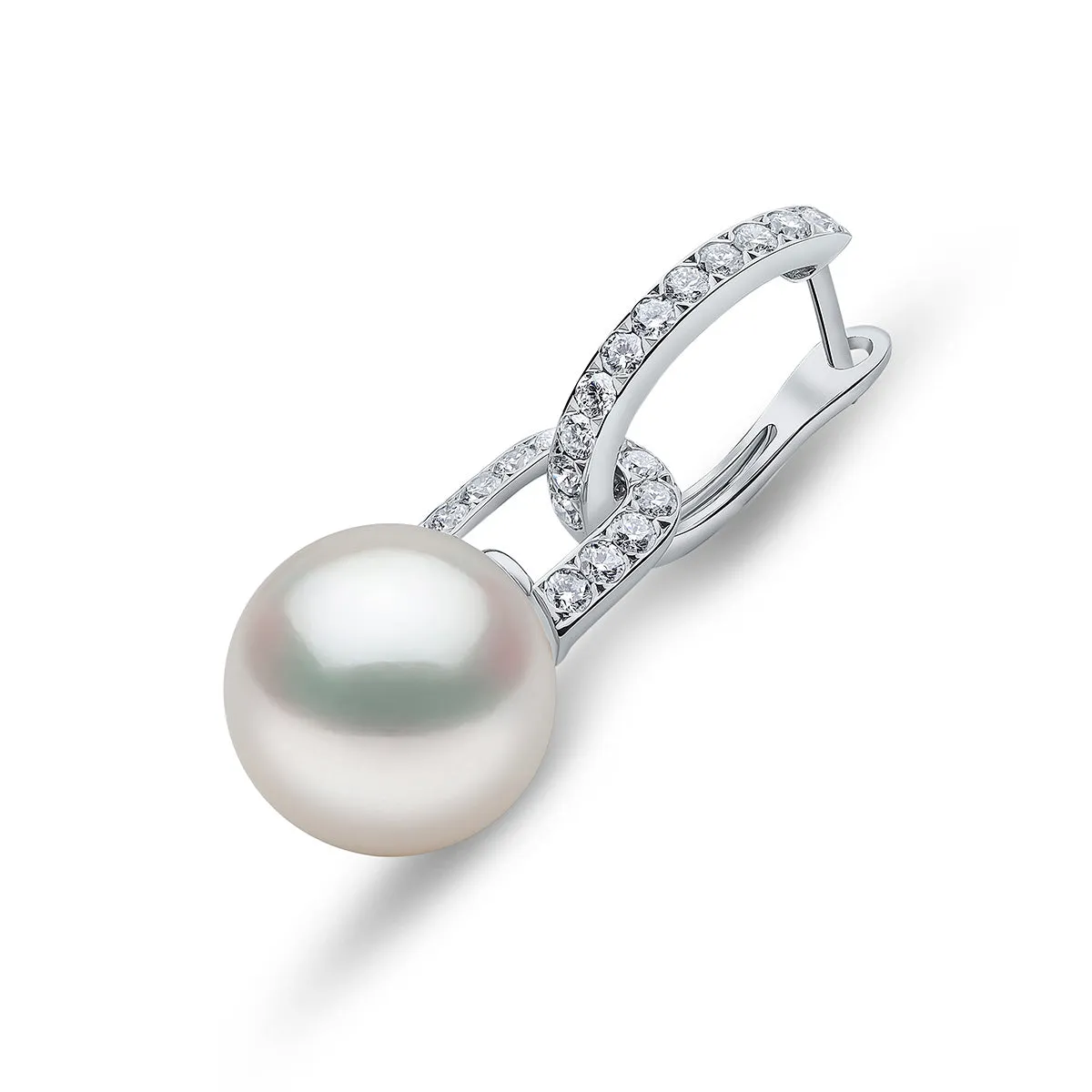 Yoko London Jazz 18K Gold Pearl and Diamond Link Earrings