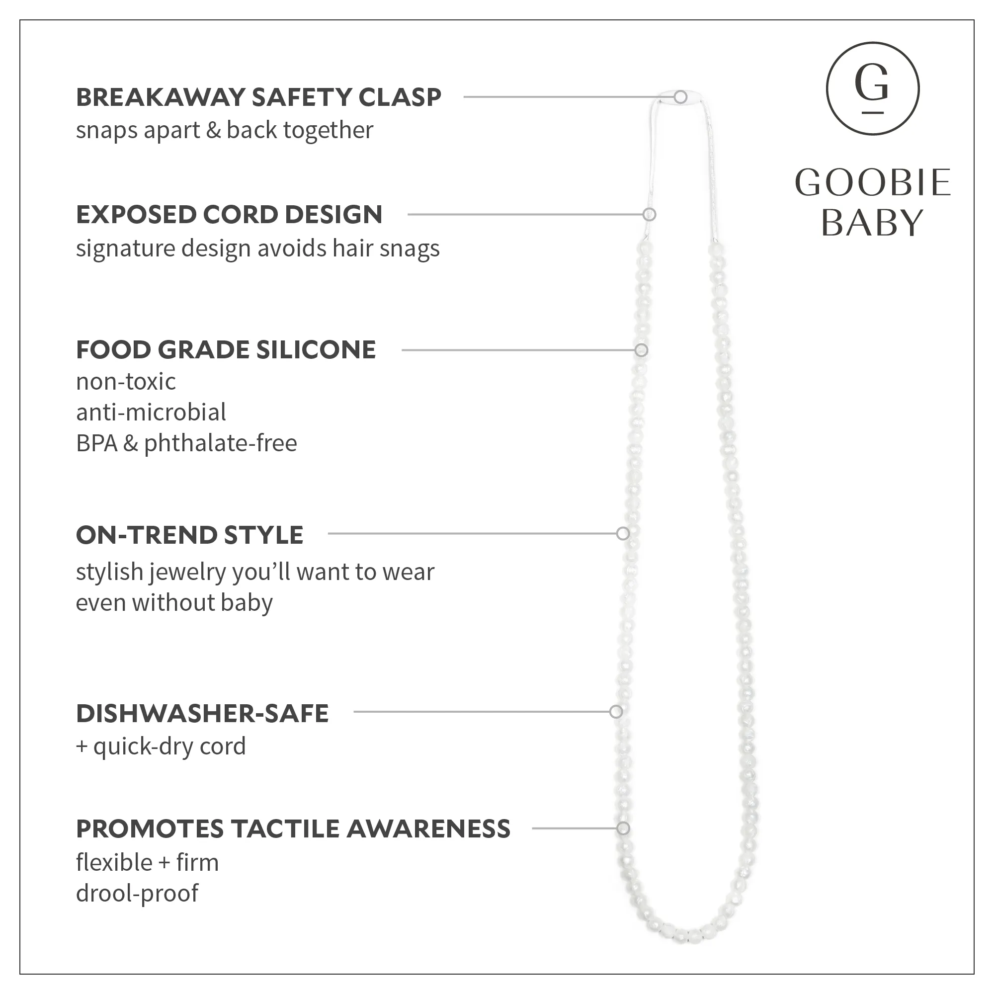 Zoe Teething Necklace - Pearl